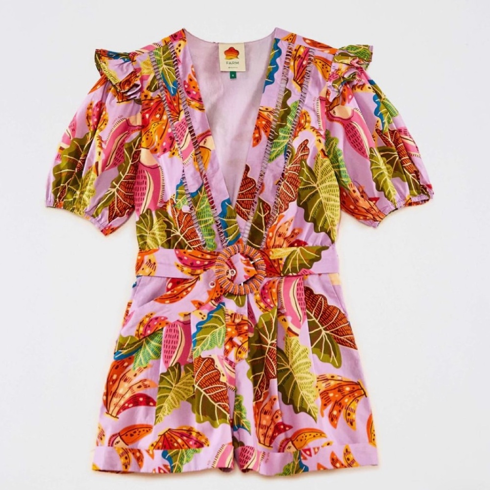 Farm Rio Colorful Floral V-Neck Romper